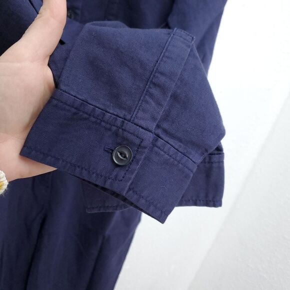 NWT OUTERKNOWN Navy Linen Organic Cotton Blend S.E.A. Long Sleeve Jumpsuit Suit - Picture 14 of 16